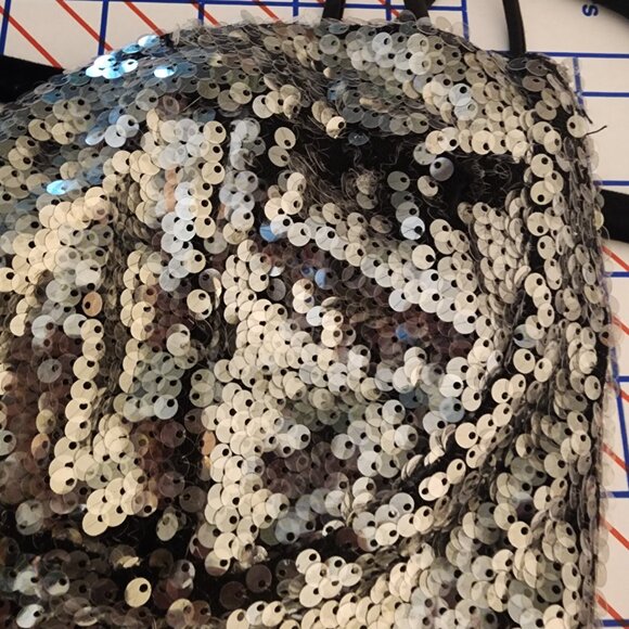 Rare London Silver Sequin Cupped Mini Dress Size 4 Missing Sequins - Picture 8 of 11